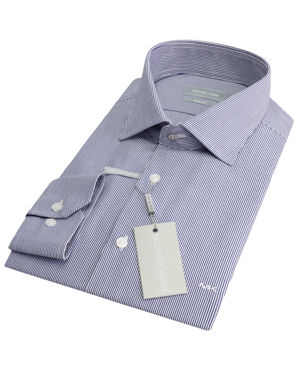 Camisa Formal Modern Fit às Riscas Azul-5