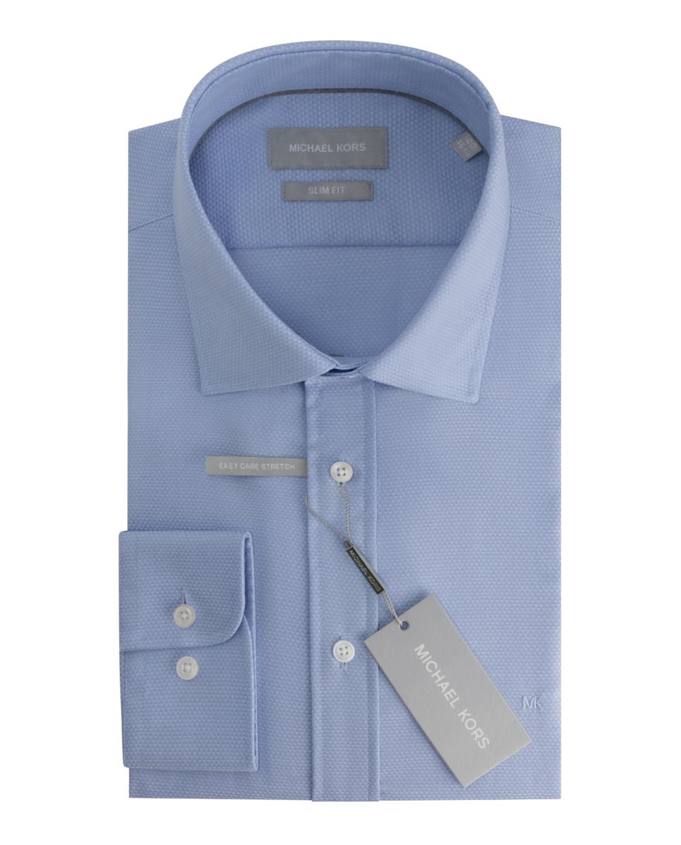Imagen 0 de Camisa de hombre de vestir modern fit tejido dobby con textura Azul claro