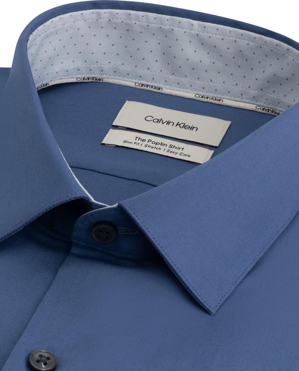 Camisa de hombre de vestir slim lisa - Calvin Klein - Azul Azul-2