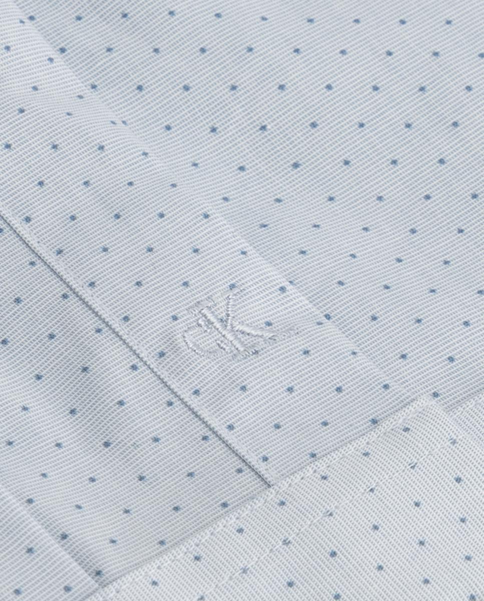 Camisa Clássica com Micro Estampado às Bolinhas Azul-3