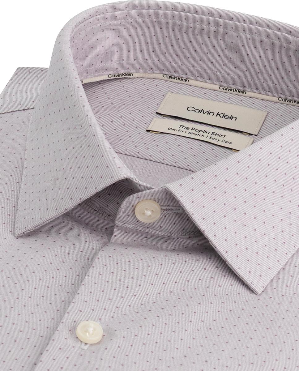Camisa Clássica com Micro Estampado às Bolinhas Roxo-2