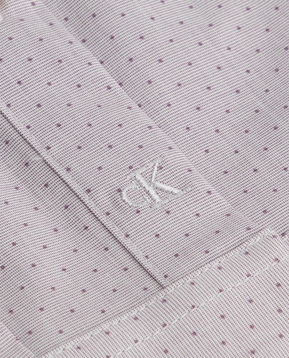 Camisa Clássica com Micro Estampado às Bolinhas Roxo-3