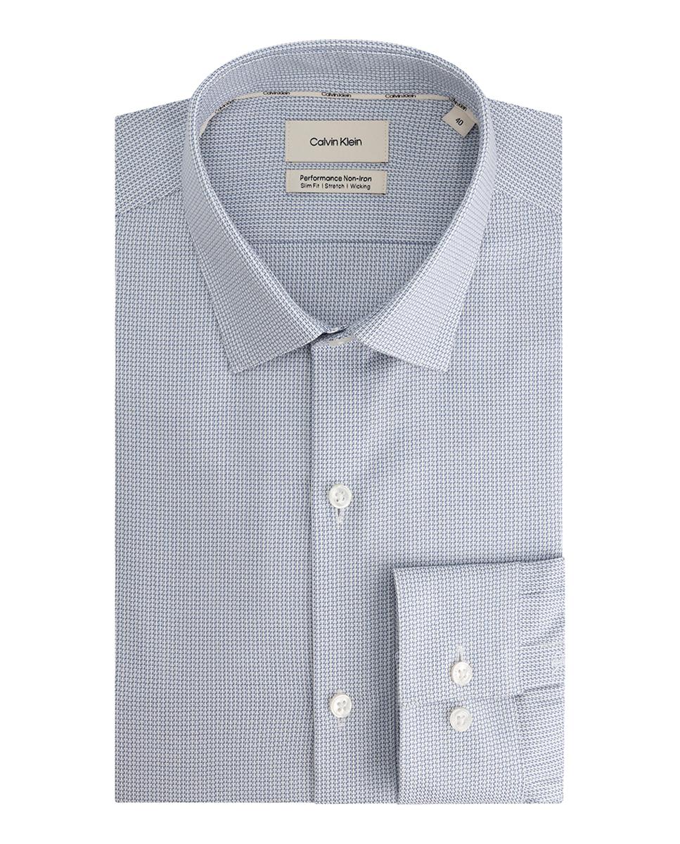 Camias de hombre de vestir con microestructura geométrica - Calvin Klein - Azul Azul-1