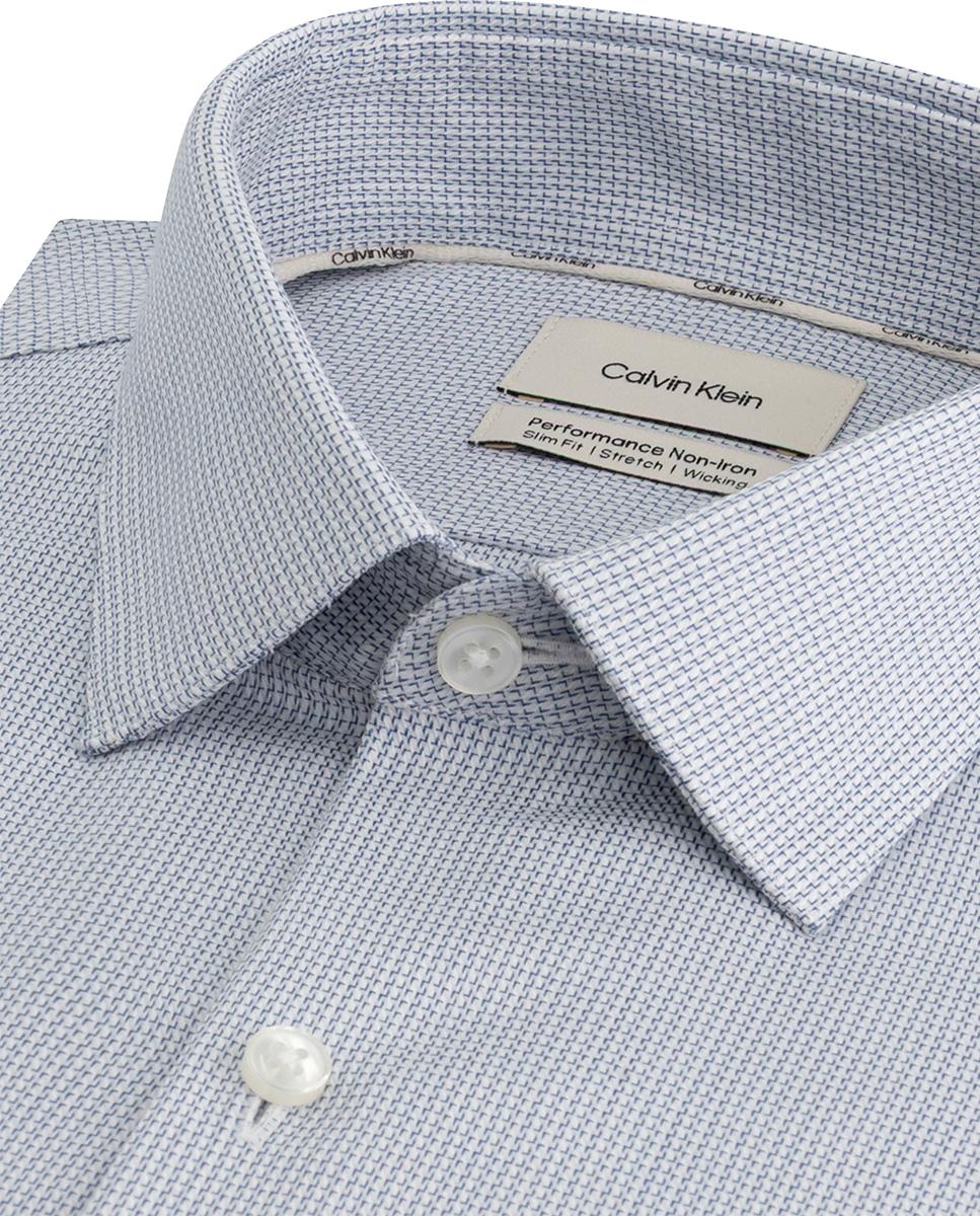 Camias de hombre de vestir con microestructura geométrica - Calvin Klein - Azul Azul-2