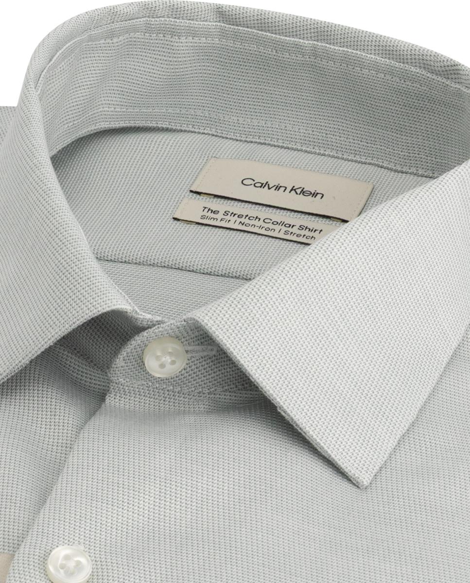 Camisa Clássica com Micro Estrutura no Mesmo Tom Verde-2