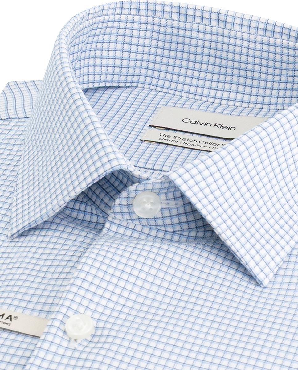 Camisa Clássica com Estampado aos Quadrados Azul-2