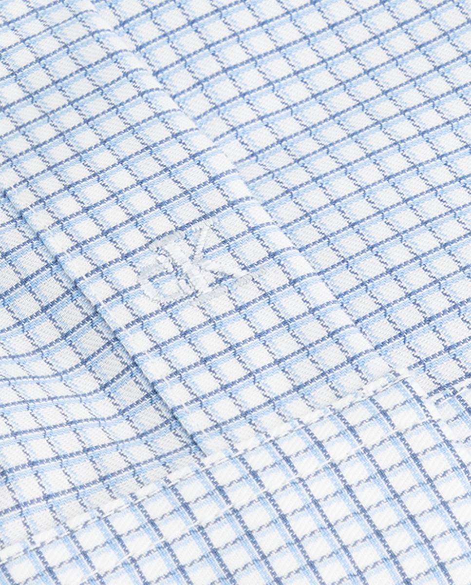 Camisa Clássica com Estampado aos Quadrados Azul-3