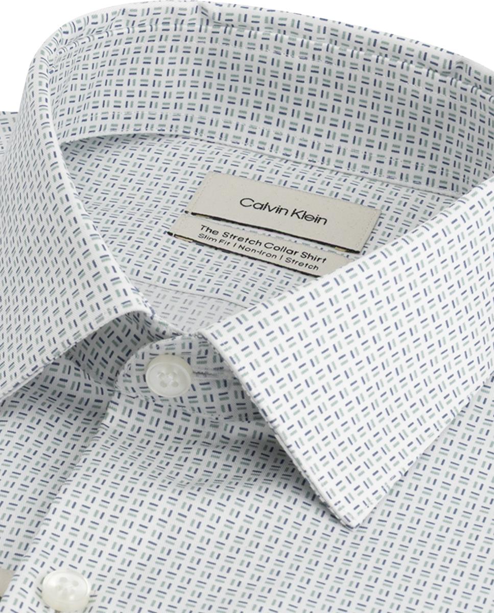 Camisa Clássica com Micro Estampado Geométrico Azul-2