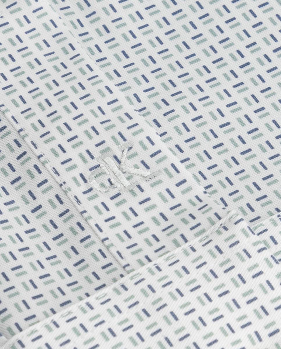 Camisa Clássica com Micro Estampado Geométrico Azul-3
