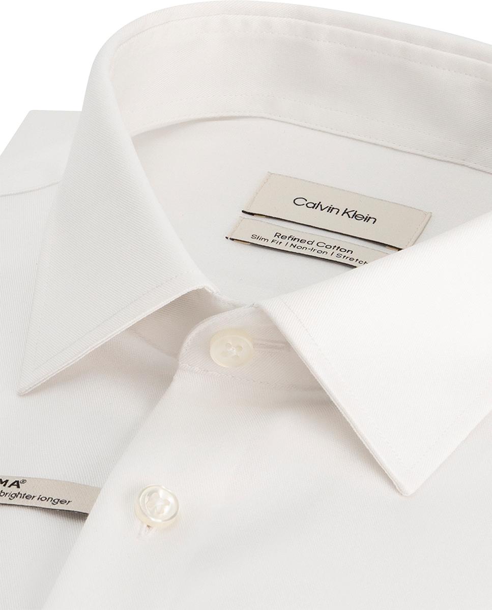 Camisa de hombre de vestir slim lisa supima - Calvin Klein - Blanco Blanco-3