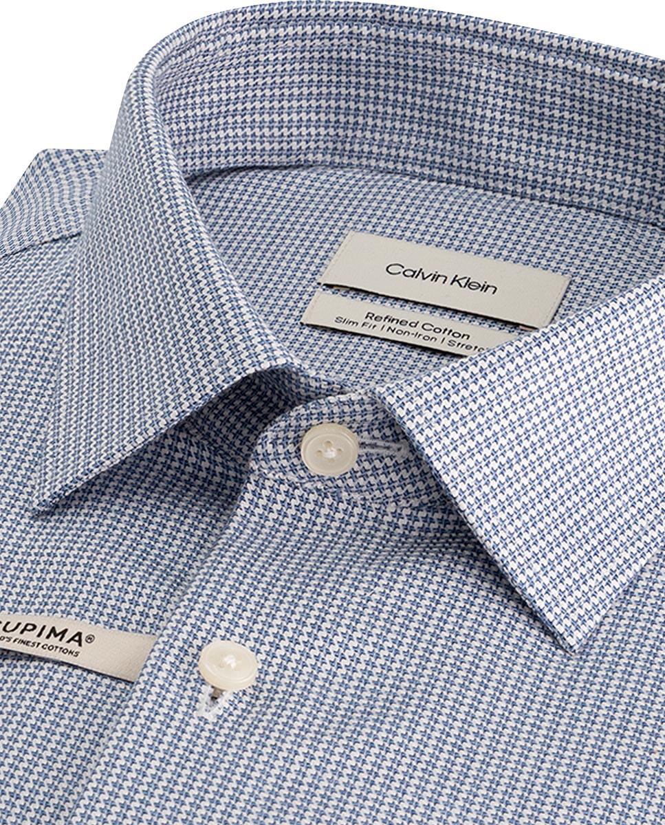 Camisa de hombre de vestir con microestampado geometrico - Calvin Klein - Azul Azul-2