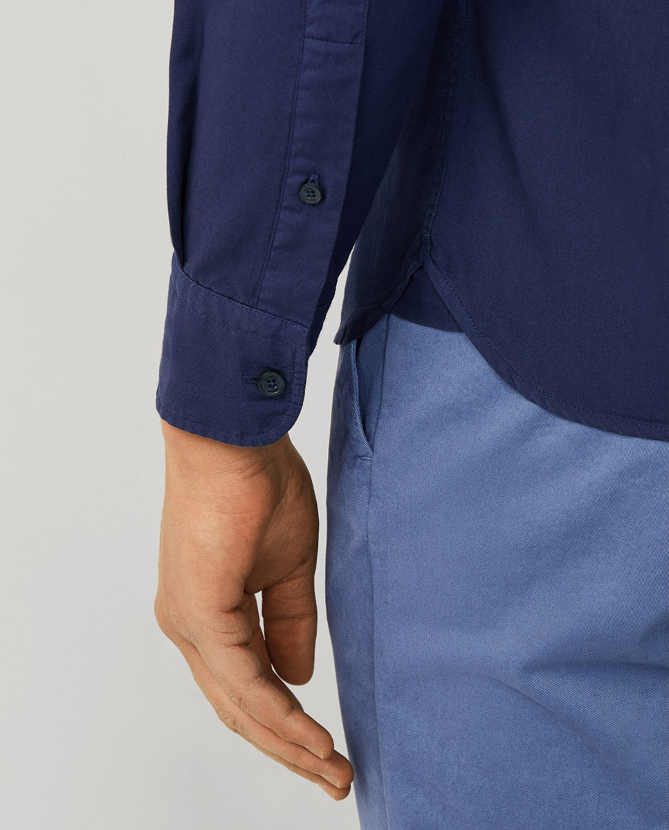 Camisa Oxford Classic Fit Tingida Azul-marinho-6