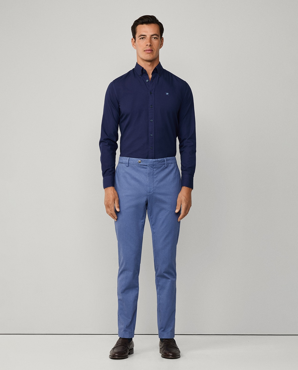 Camisa Oxford Classic Fit Tingida Azul-marinho-9