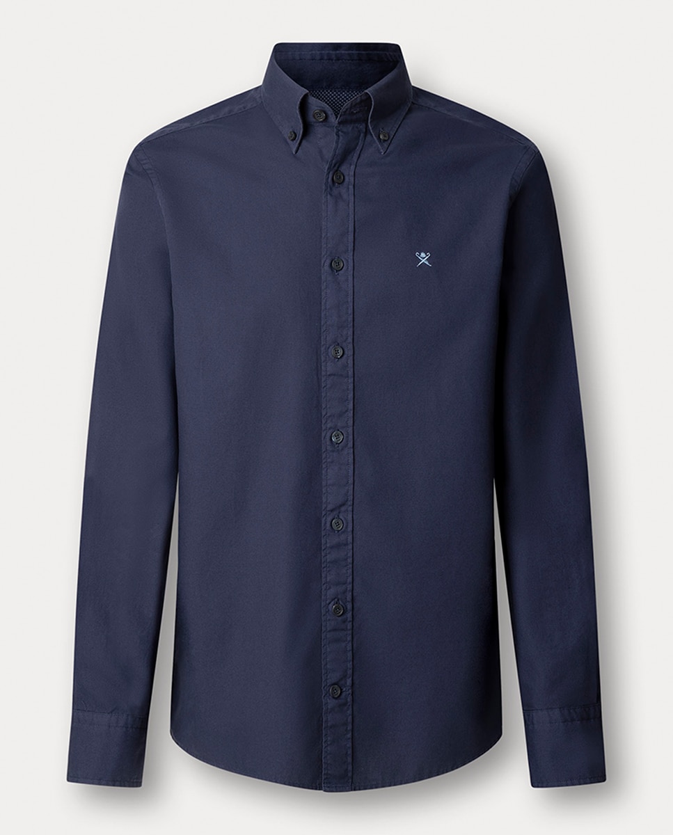 Camisa Oxford Classic Fit Tingida Azul-marinho-7