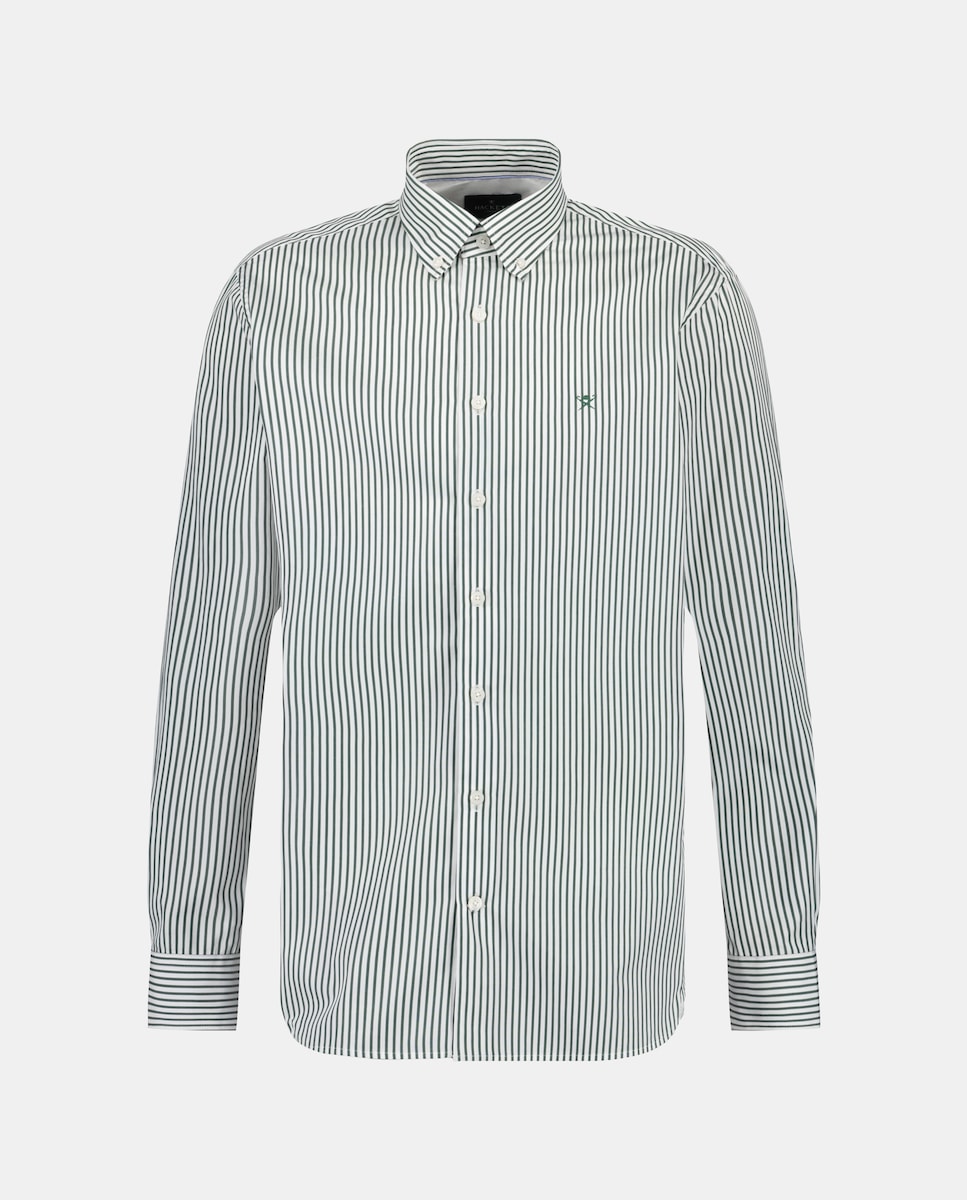 Camisa Classic Fit às Riscas Bengala Verde-4
