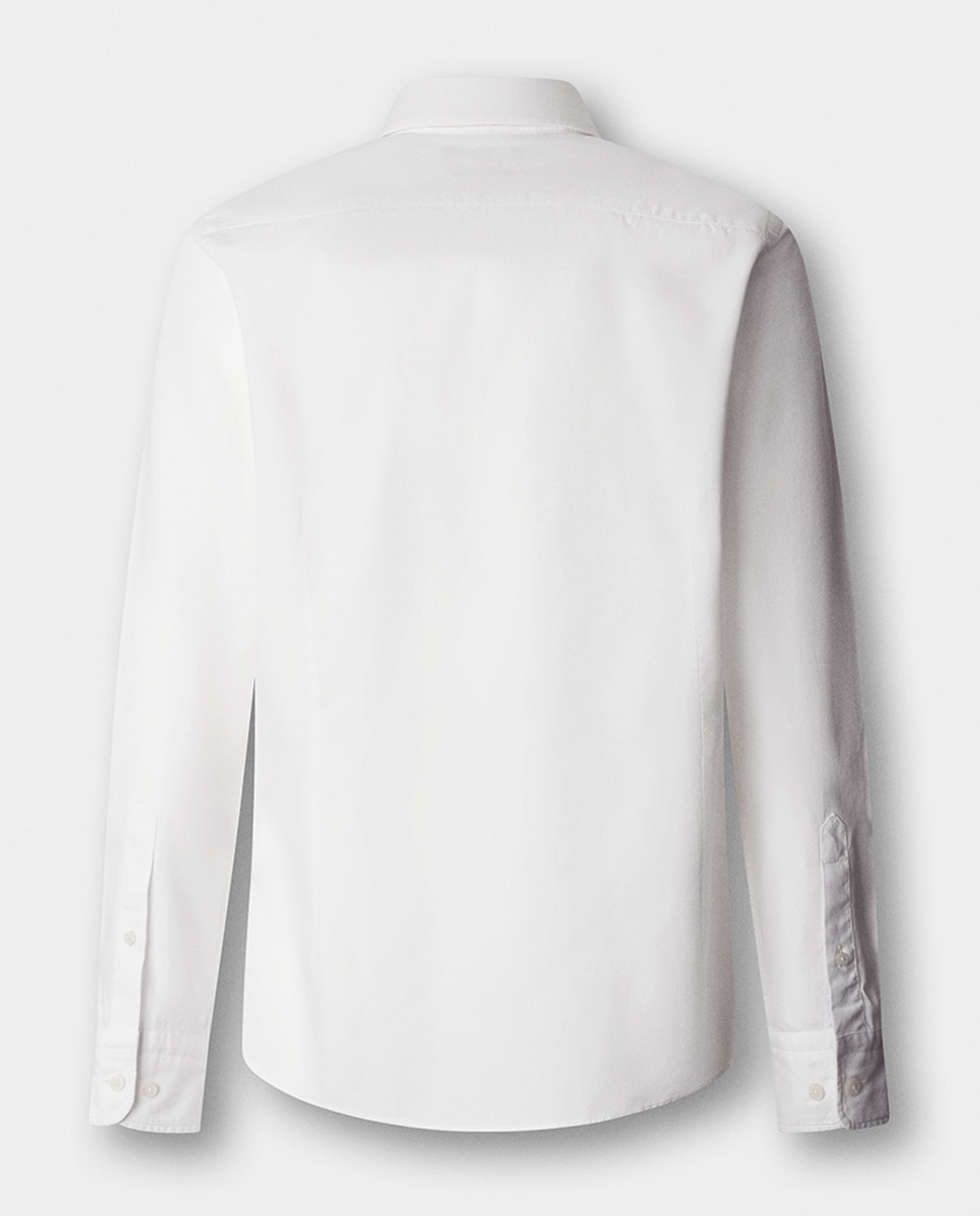 Camisa Oxford Classic Fit Tingida com Logótipo Branco-2