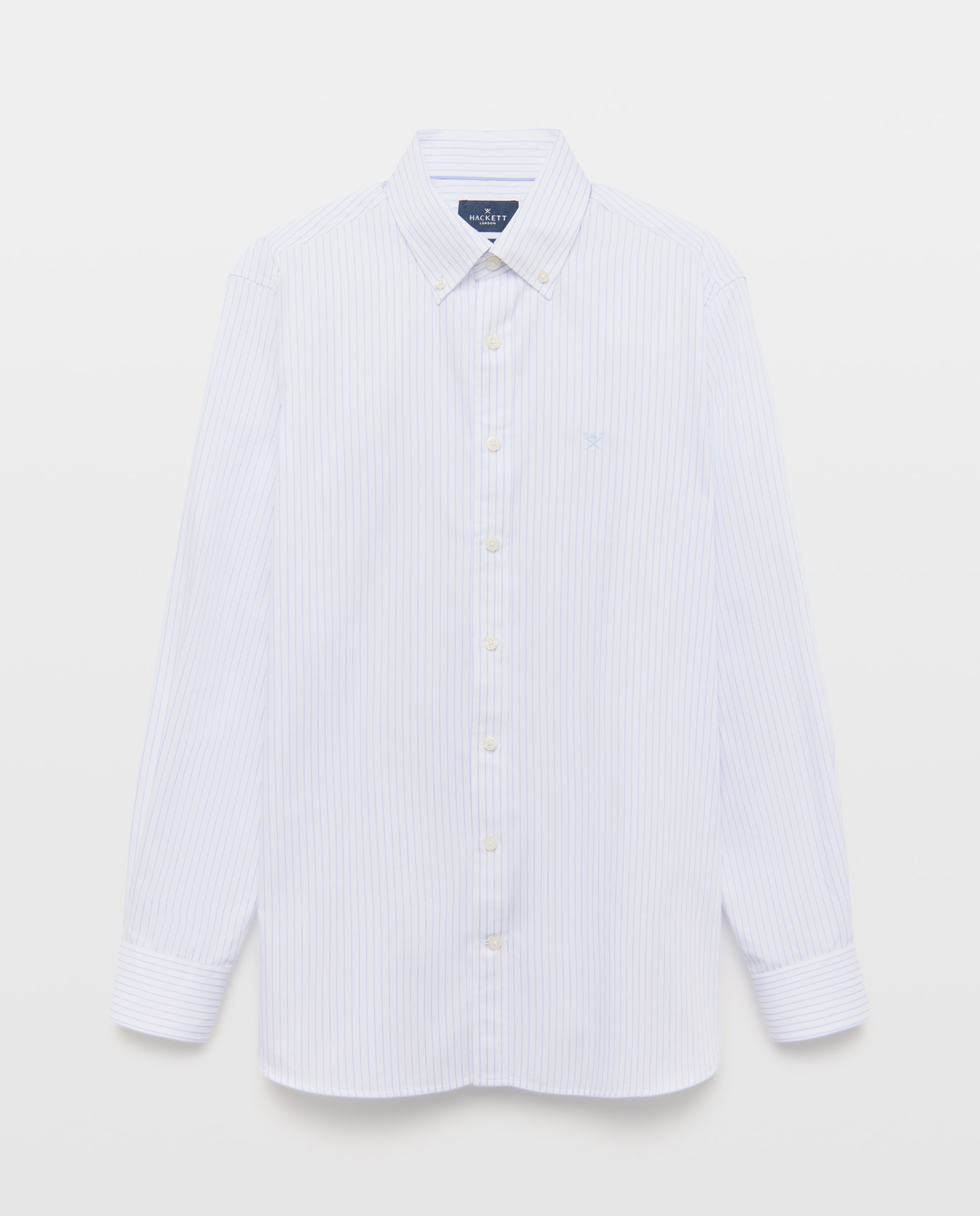 Camisa Classic Fit às Riscas Largas Azul-4