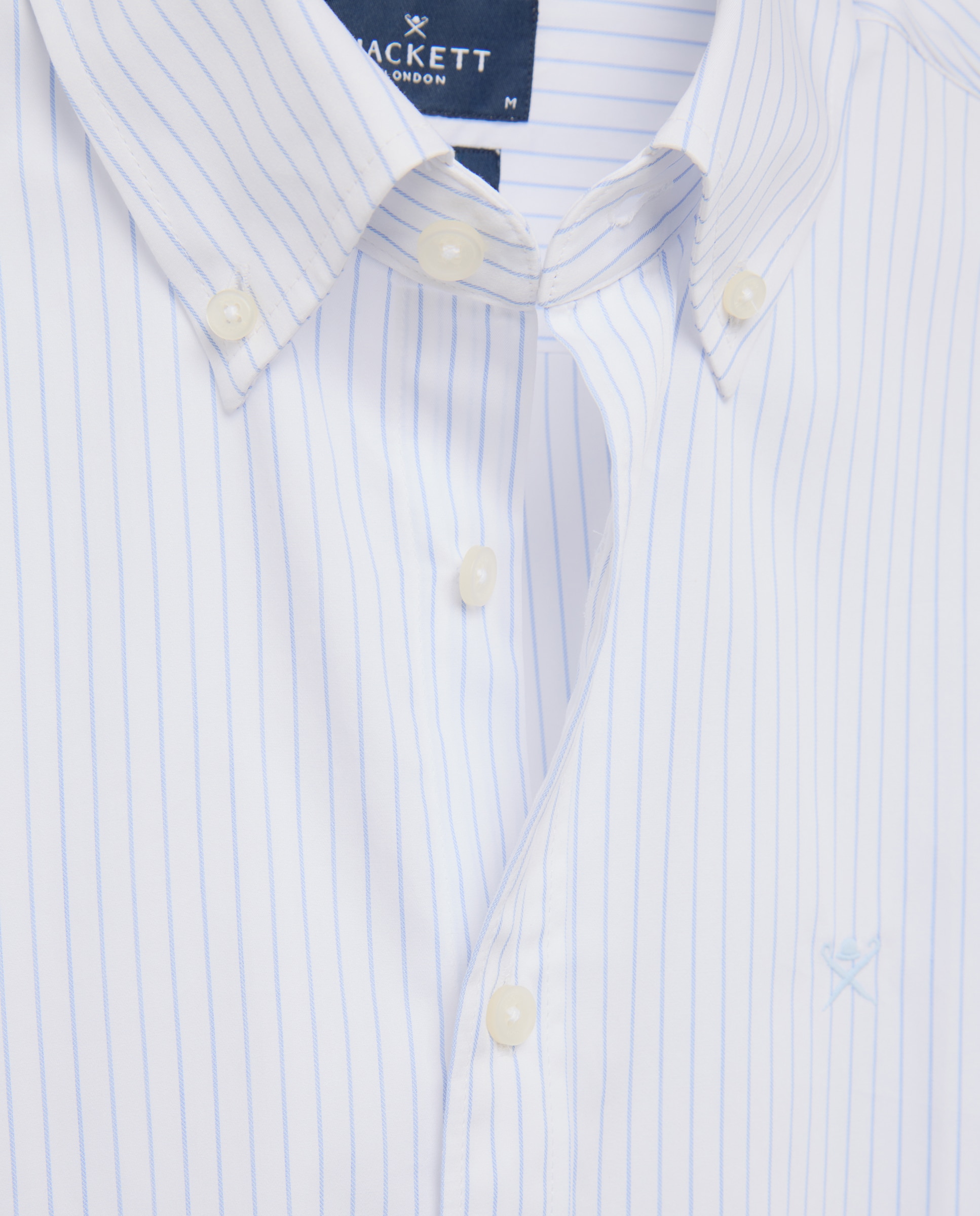 Camisa Classic Fit às Riscas Largas Azul-5