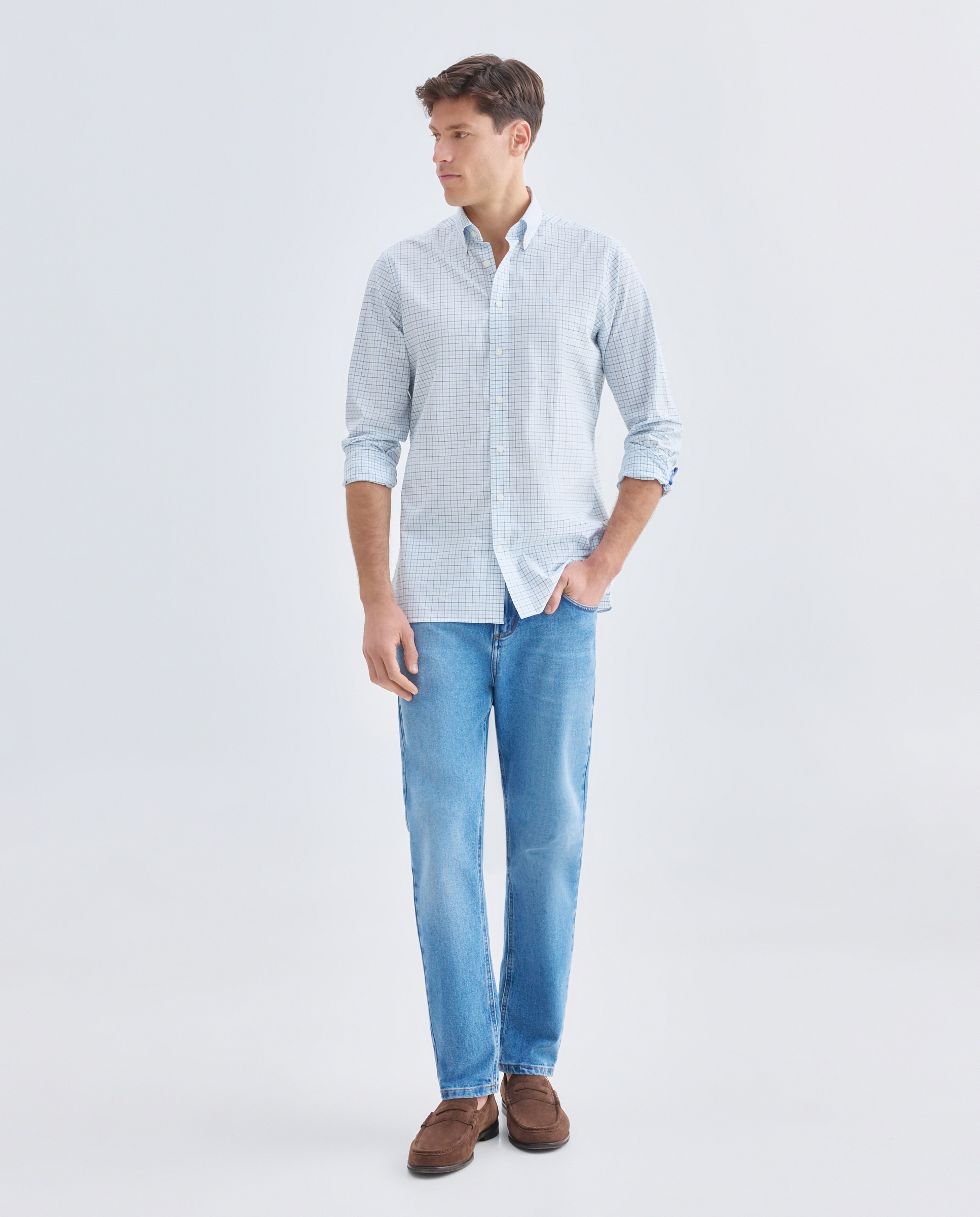 Camisa Classic Fit aos Quadrados Tattersall Verde-2