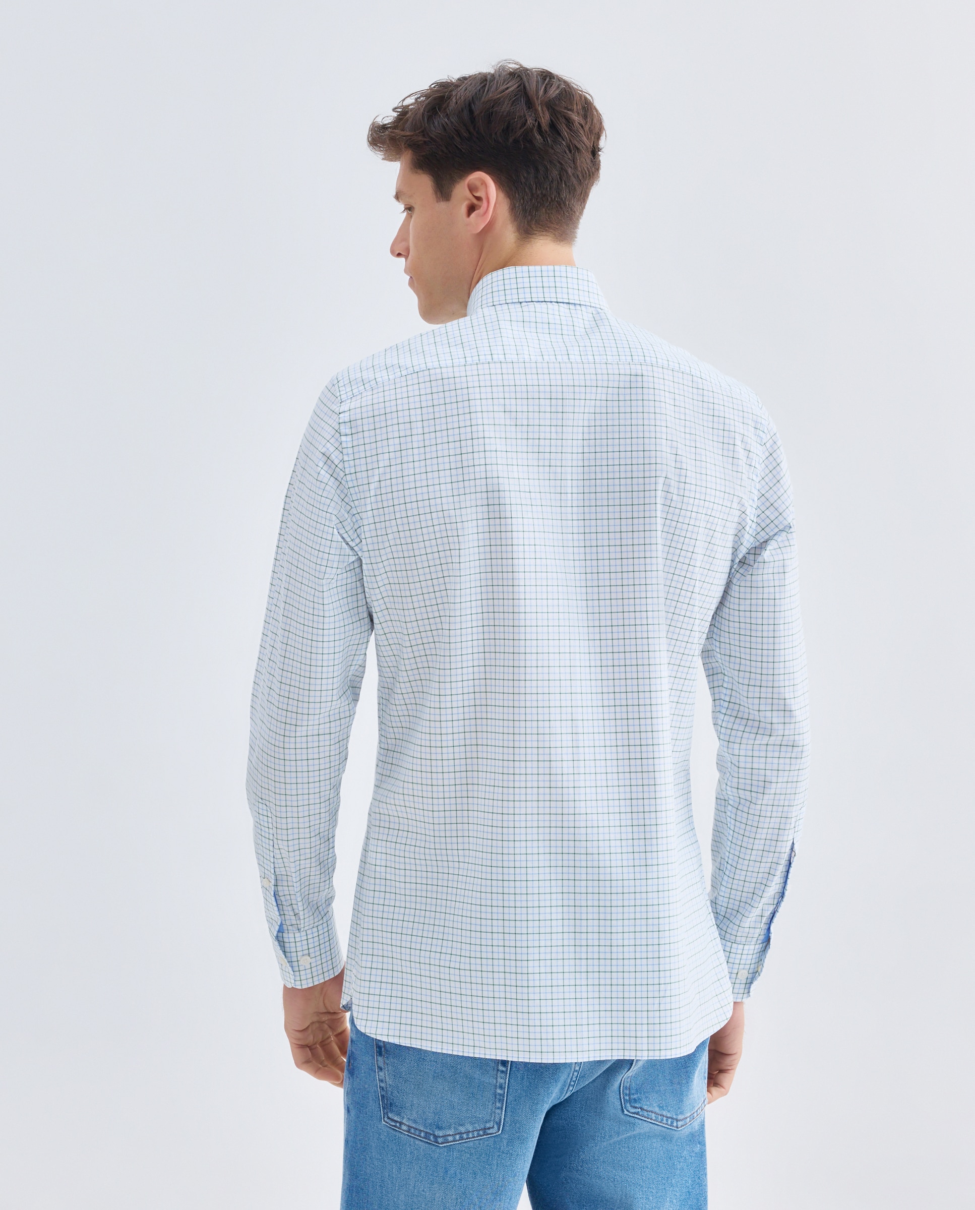Camisa Classic Fit aos Quadrados Tattersall Verde-3