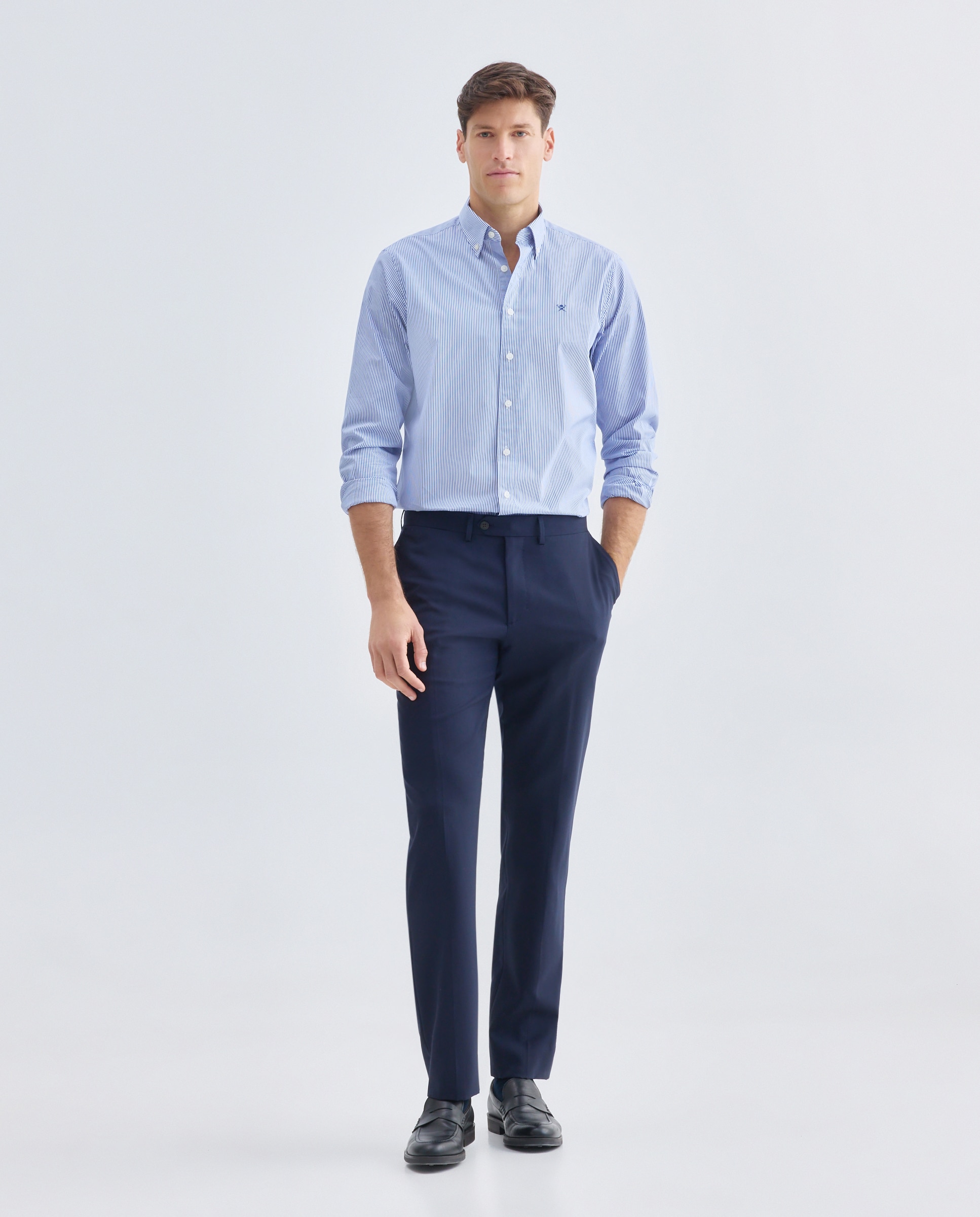 Camisa Classic Fit às Riscas Bengala Azul-marinho-2