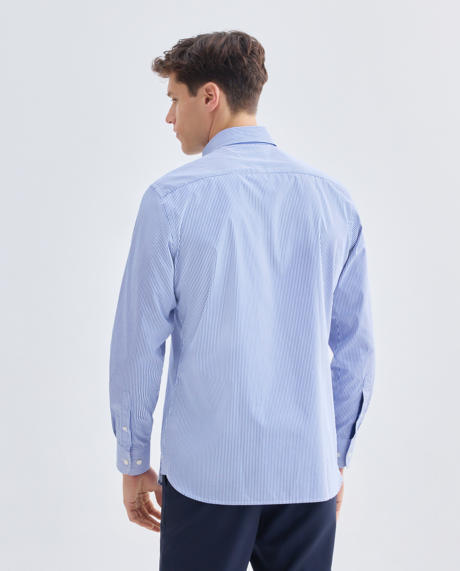 Camisa Classic Fit às Riscas Bengala Azul-marinho-3