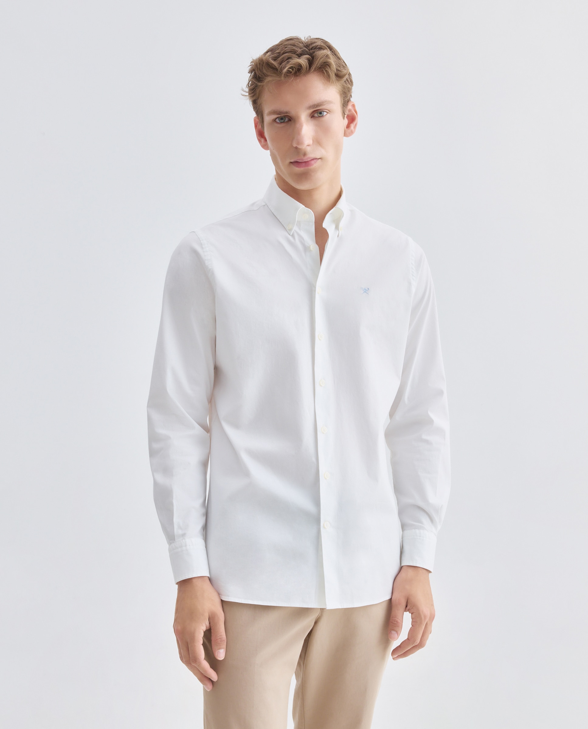 Hackett London - Camisa de hombre classic fit lisa con stretch.