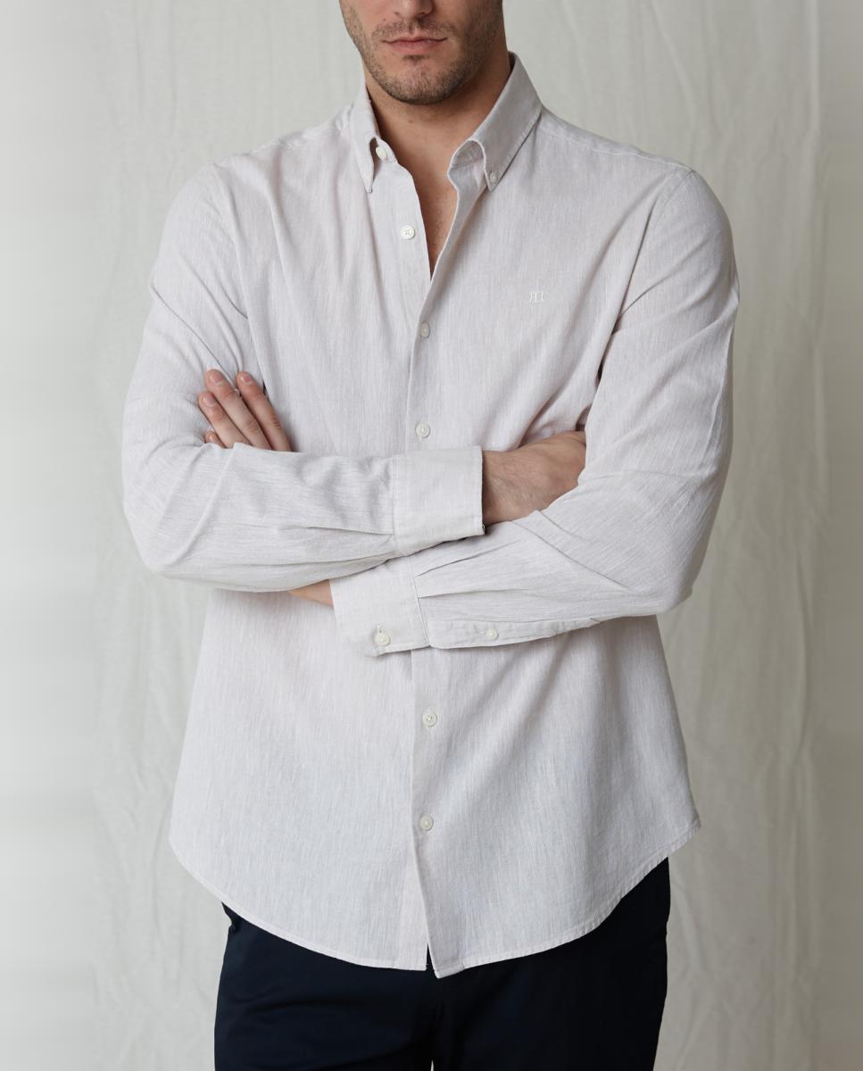 Camisa Casual Castanho-claro-4