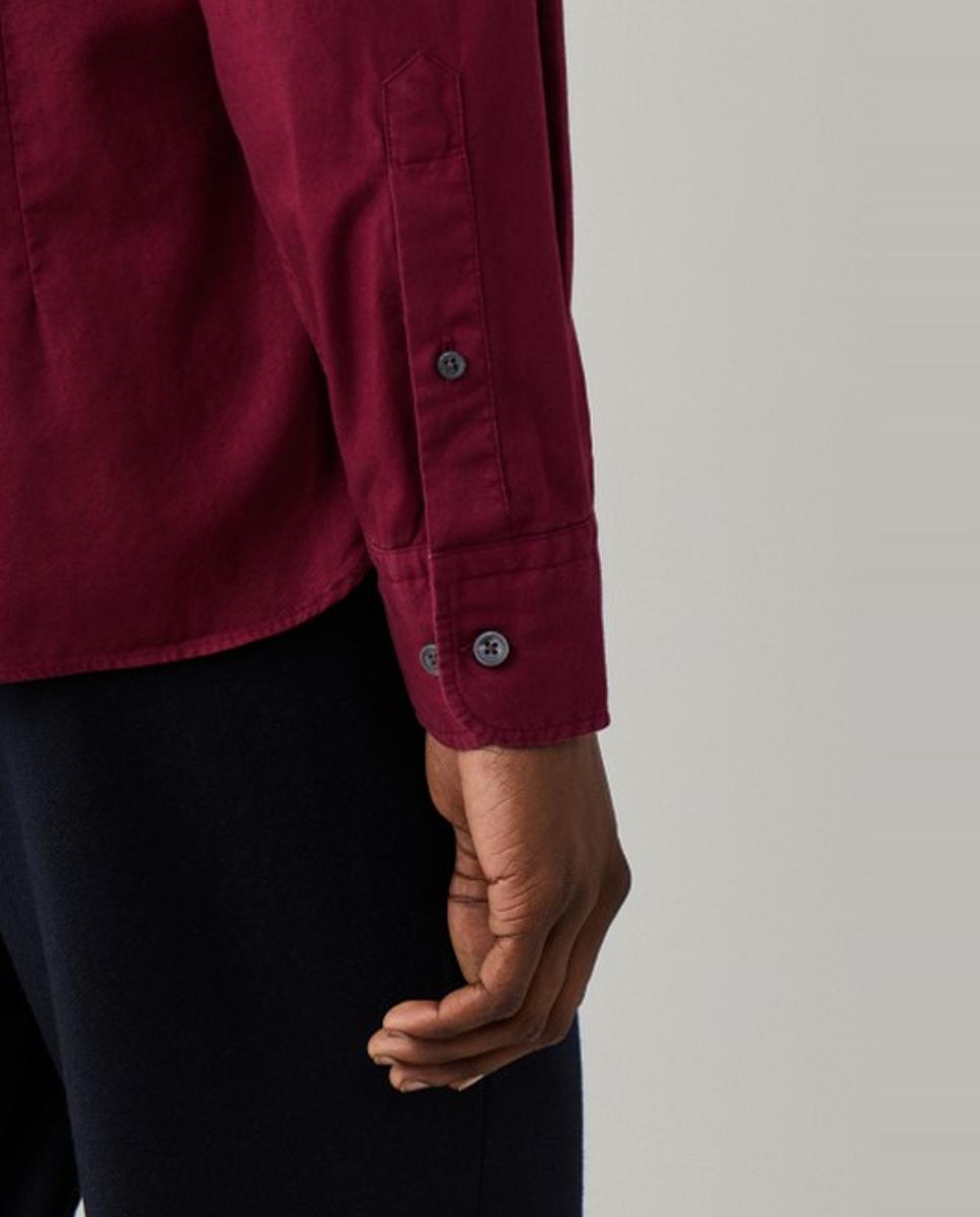 Camisa oxford de hombre lisa classic fit teñida en prenda - Hackett London - Rojo Rojo-5