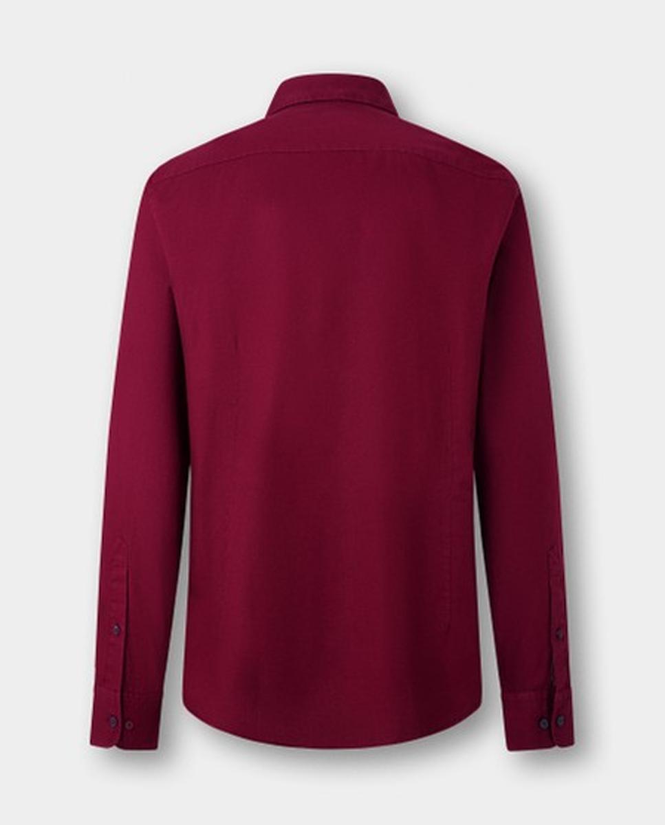 Camisa oxford de hombre lisa classic fit teñida en prenda - Hackett London - Rojo Rojo-7