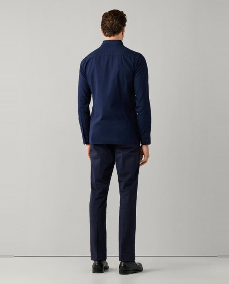 Camisa oxford de hombre lisa classic fit teñida en prenda - Hackett London - Azul marino Azul marino-2