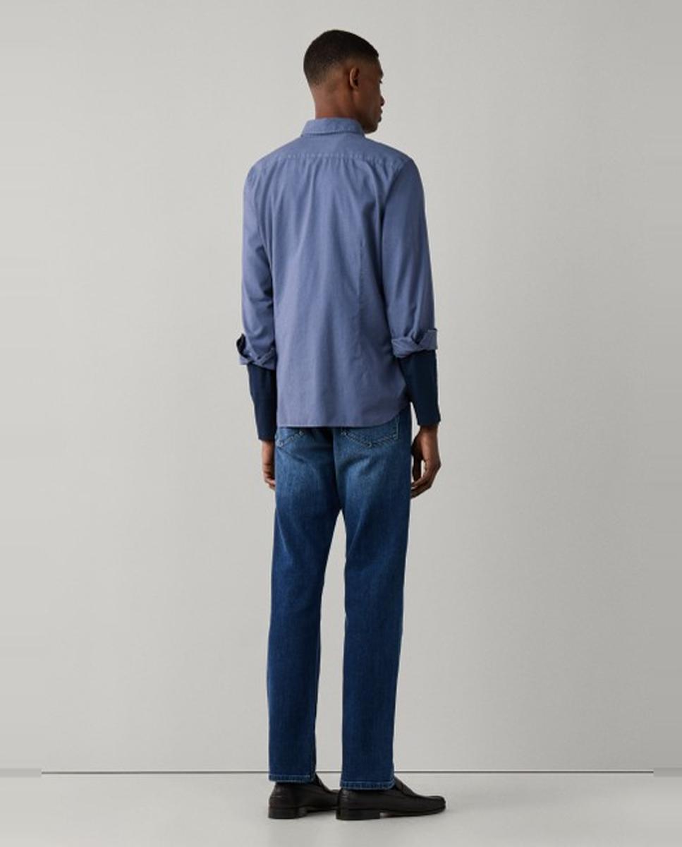 Camisa oxford de hombre lisa classic fit teñida en prenda - Hackett London - Azul Azul-2