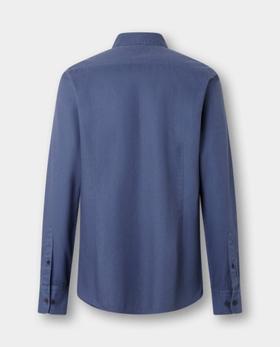 Camisa oxford de hombre lisa classic fit teñida en prenda - Hackett London - Azul Azul-7