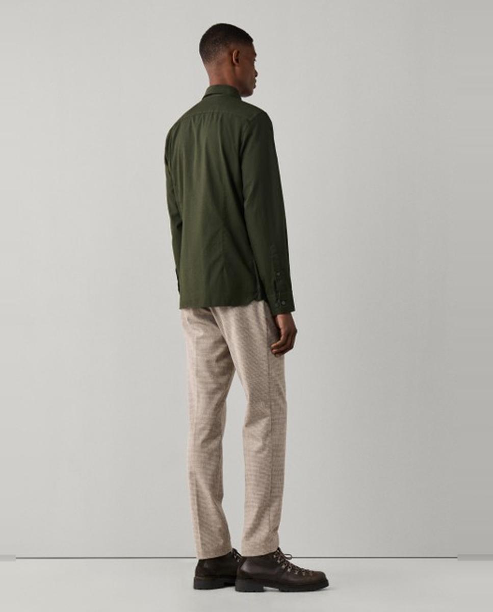 Camisa oxford de hombre lisa classic fit teñida en prenda - Hackett London - Verde militar Verde militar-2