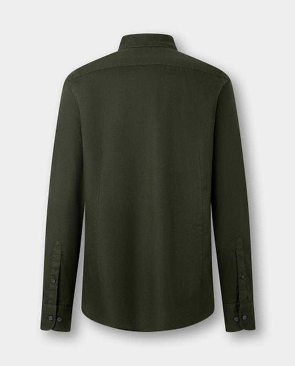 Camisa oxford de hombre lisa classic fit teñida en prenda - Hackett London - Verde militar Verde militar-7