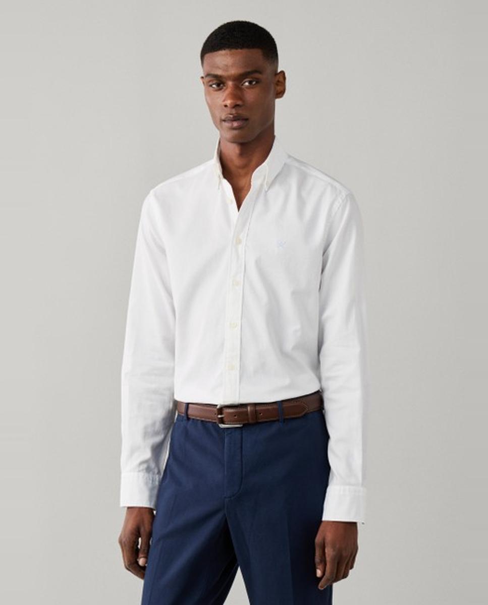 Imagen 0 de Camisa oxford de hombre lisa classic fit teñida en prenda Blanco