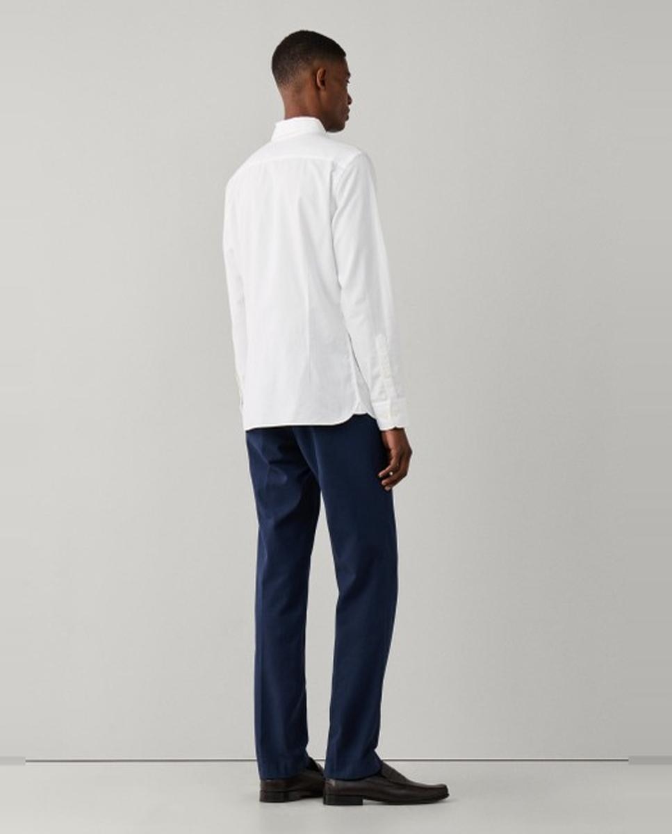 Camisa oxford de hombre lisa classic fit teñida en prenda - Hackett London - Blanco Blanco-2