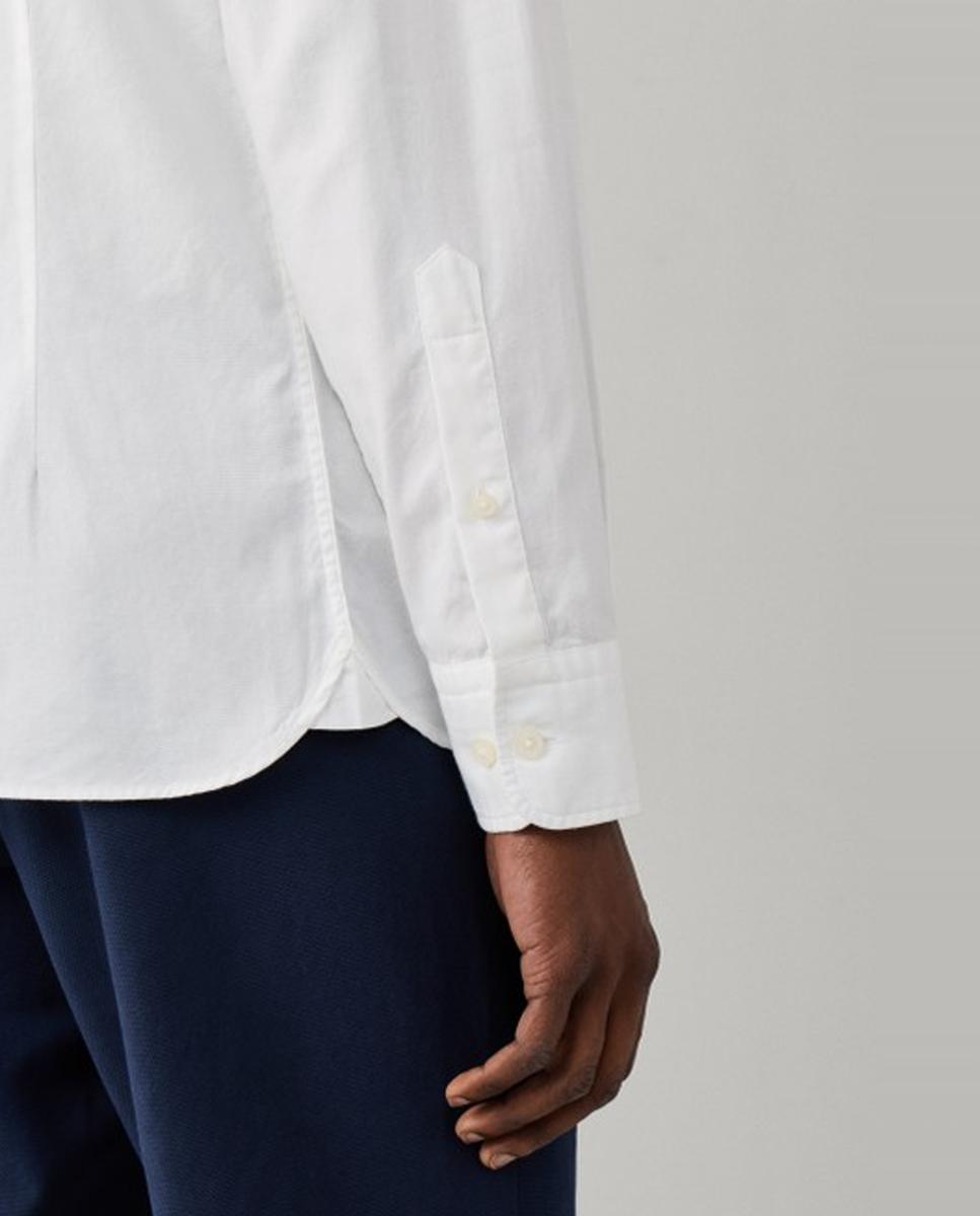 Camisa oxford de hombre lisa classic fit teñida en prenda - Hackett London - Blanco Blanco-5