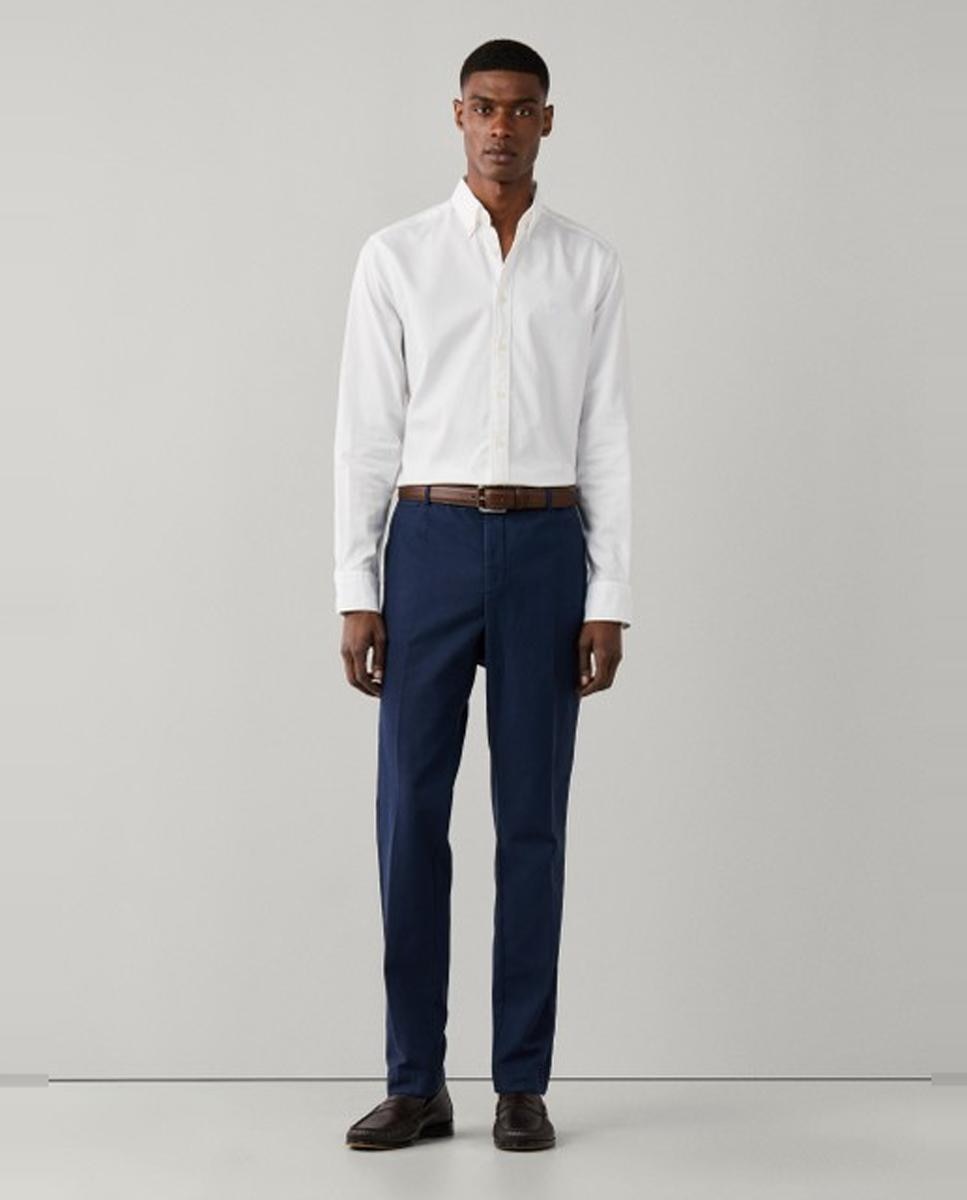 Camisa oxford de hombre lisa classic fit teñida en prenda - Hackett London - Blanco Blanco-8