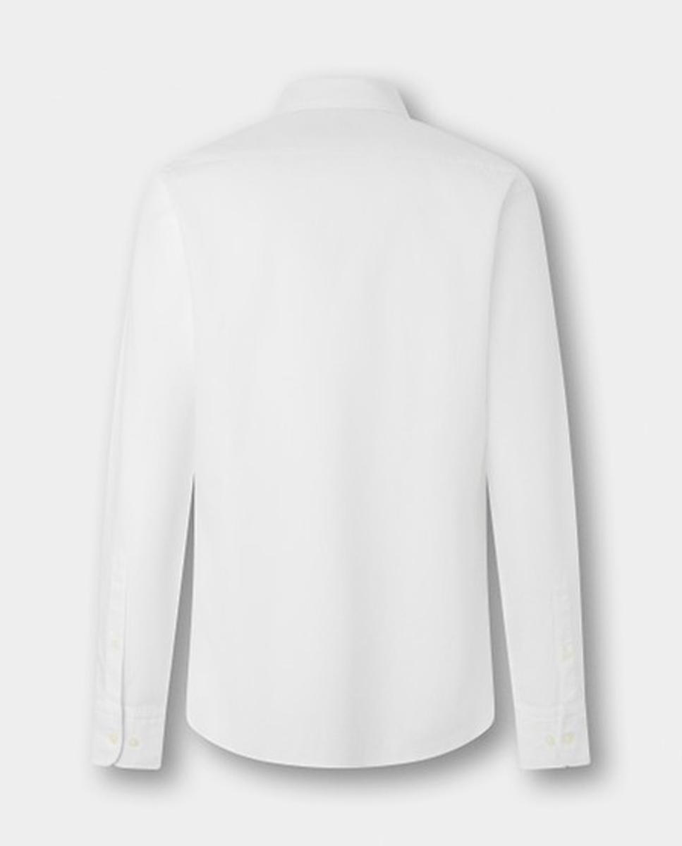 Camisa oxford de hombre lisa classic fit teñida en prenda - Hackett London - Blanco Blanco-7