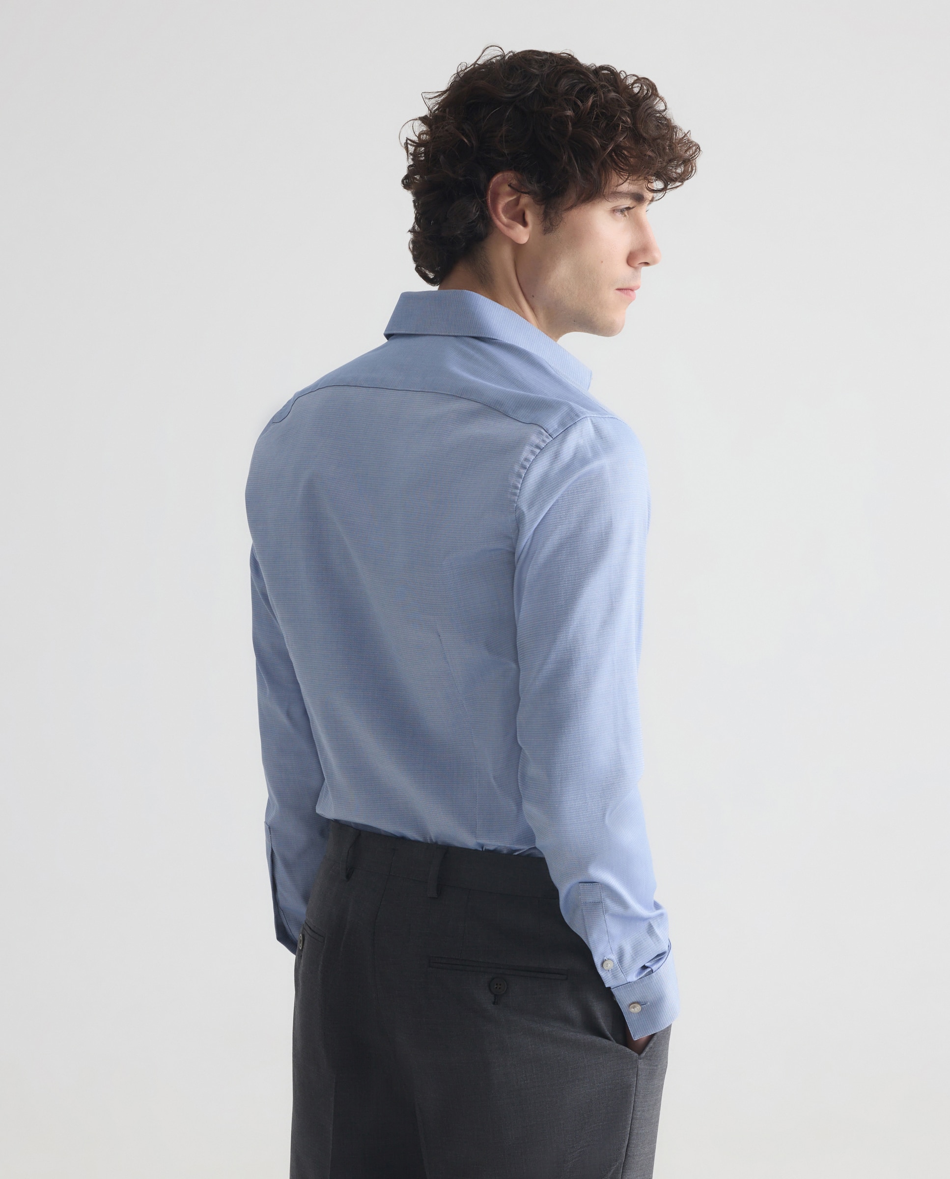 Camisa de hombre de vestir slim con estructura en popelina. - Calvin Klein - Negro Negro-3