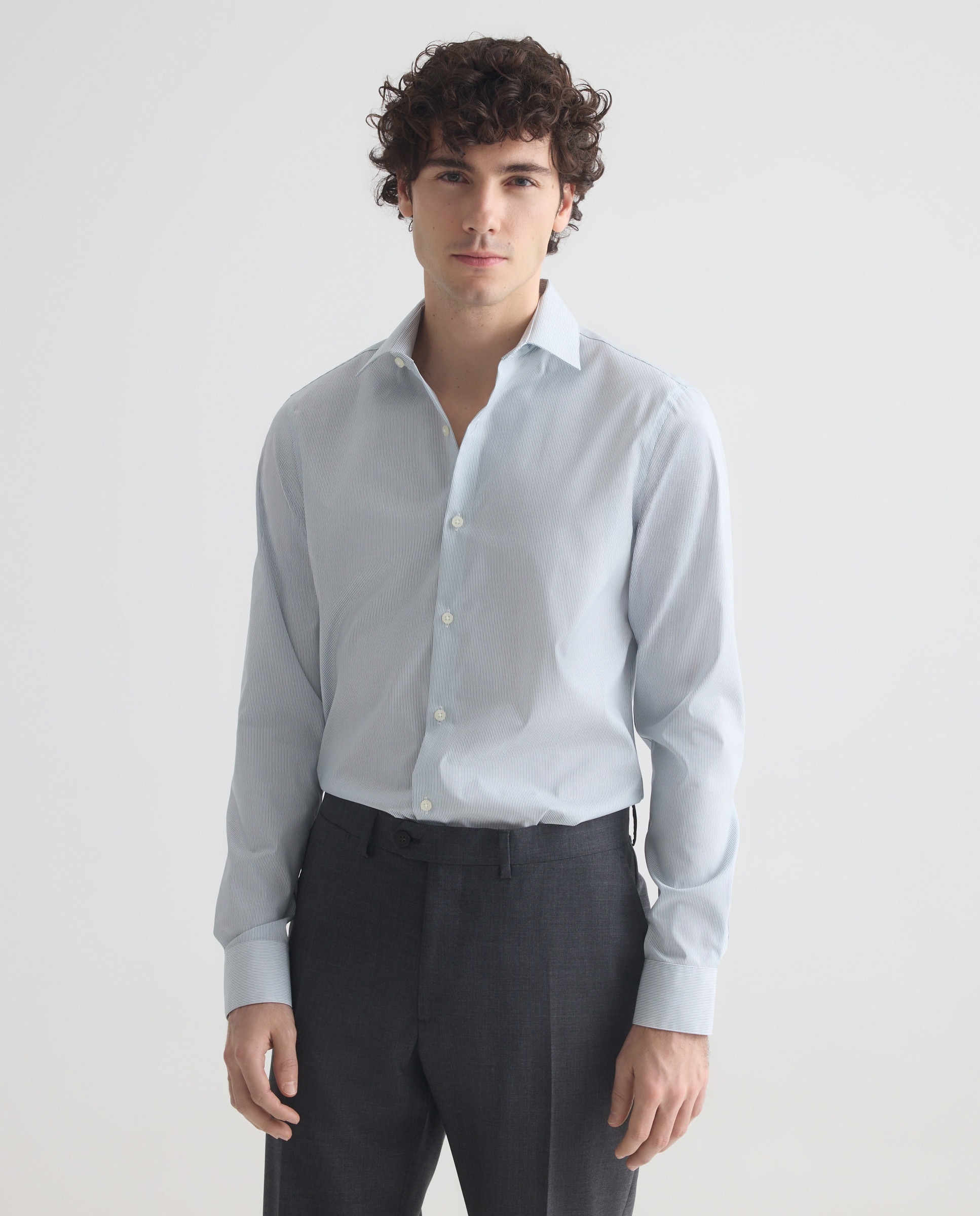 Imagem 0 de Camisa Clássica Slim às Riscas com Colarinho Stretch.