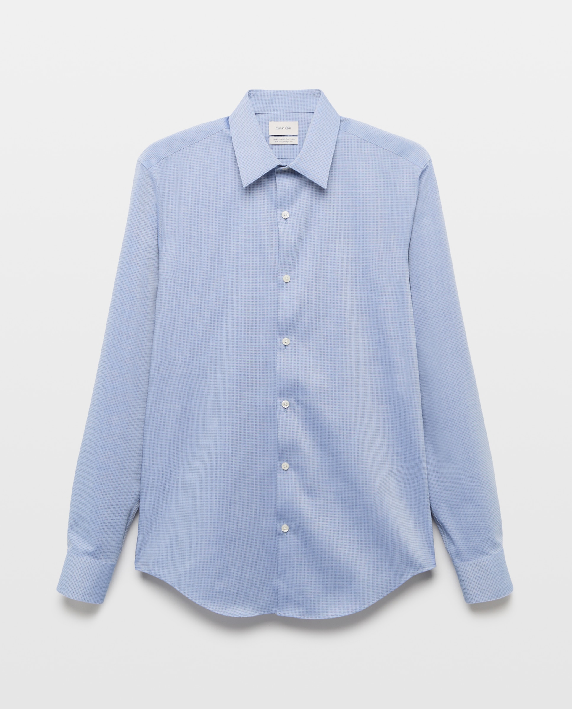Camisa de hombre de vestir con microestampado a cuadros. - Calvin Klein - Azul Azul-4