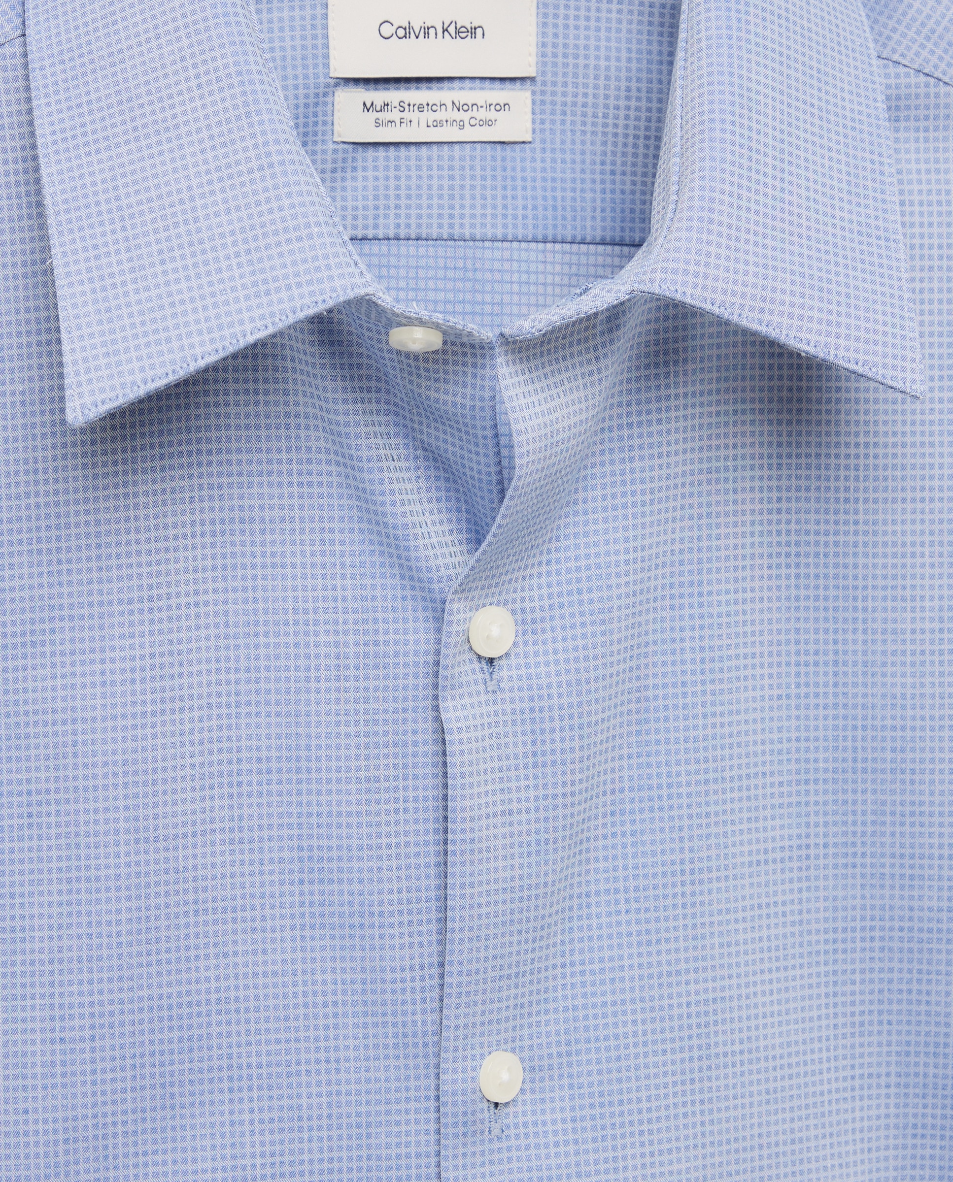 Camisa de hombre de vestir con microestampado a cuadros. - Calvin Klein - Azul Azul-5