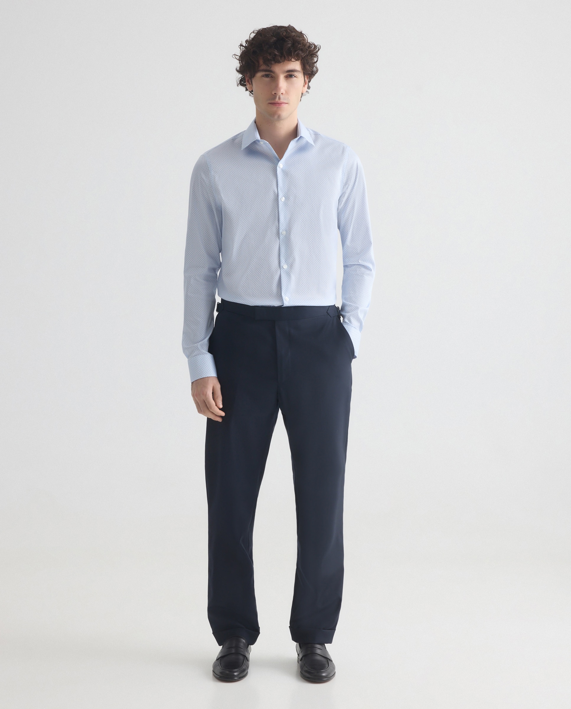 Camisa de hombre de vestir slim con microestampado y cuello stretch. - Calvin Klein - Azul Azul-2