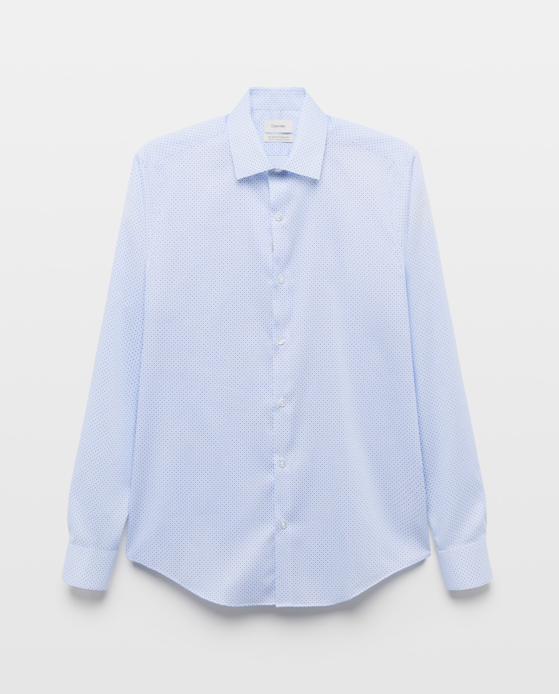 Camisa de hombre de vestir slim con microestampado y cuello stretch. - Calvin Klein - Azul Azul-4