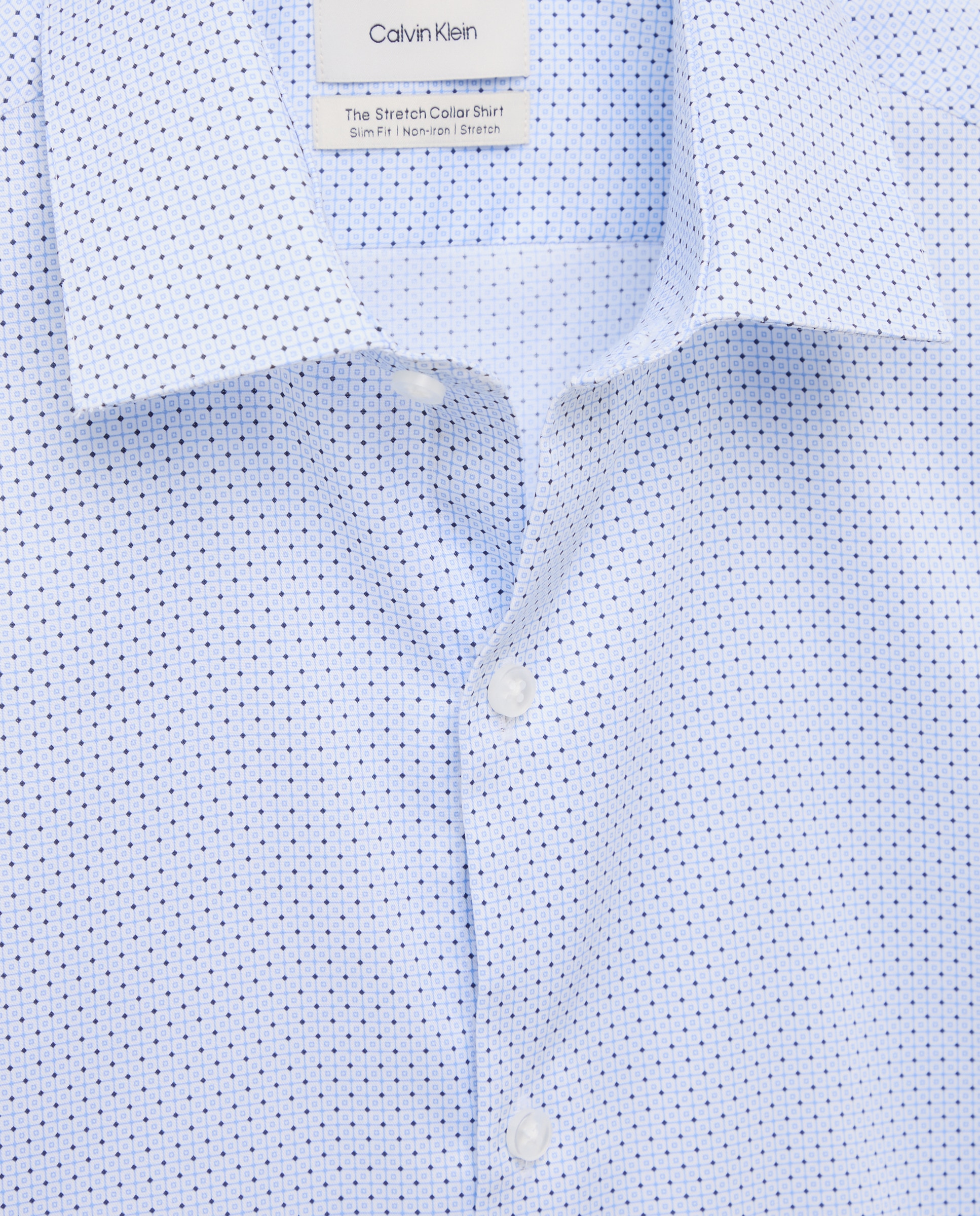 Camisa de hombre de vestir slim con microestampado y cuello stretch. - Calvin Klein - Azul Azul-5