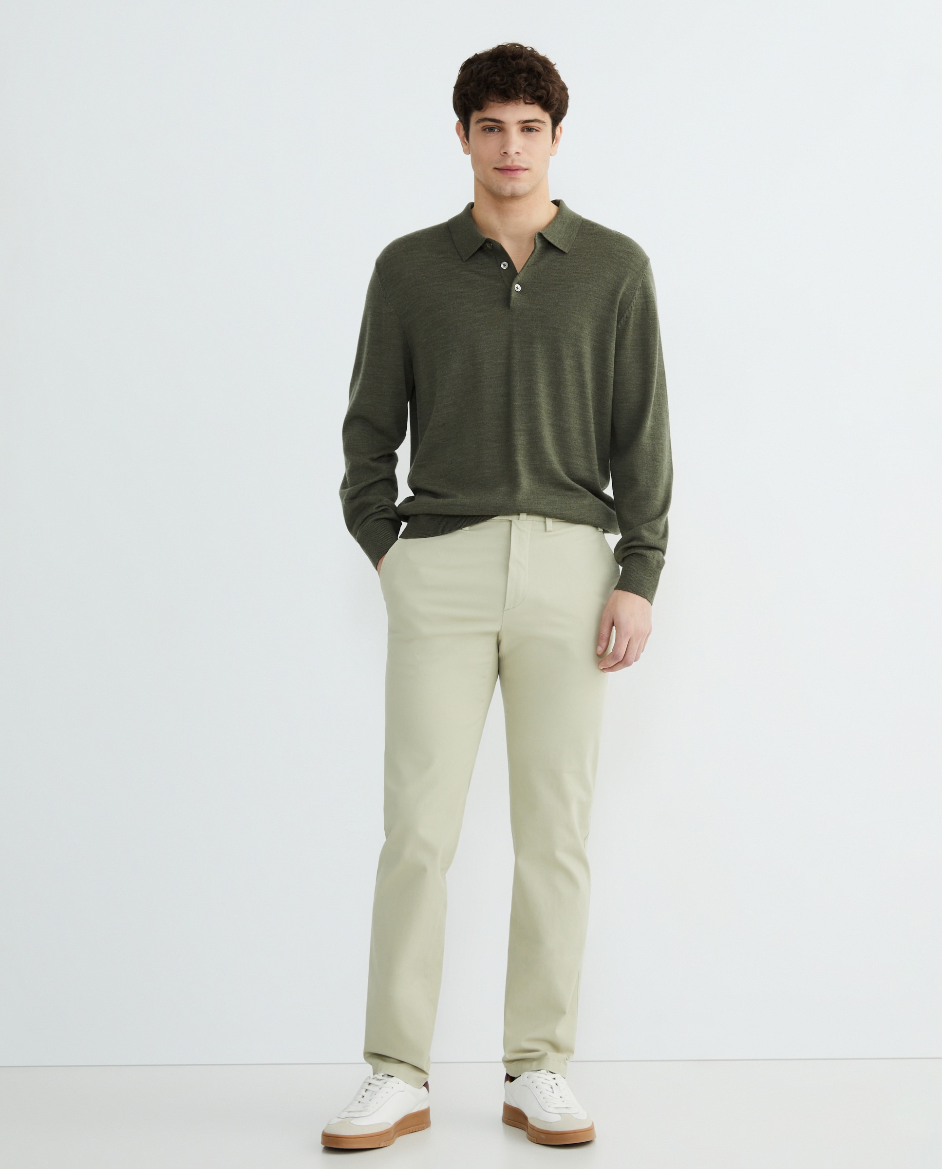Pantalón hombre chino regular fit algodón strech liso - Exigency - Beige Beige-1