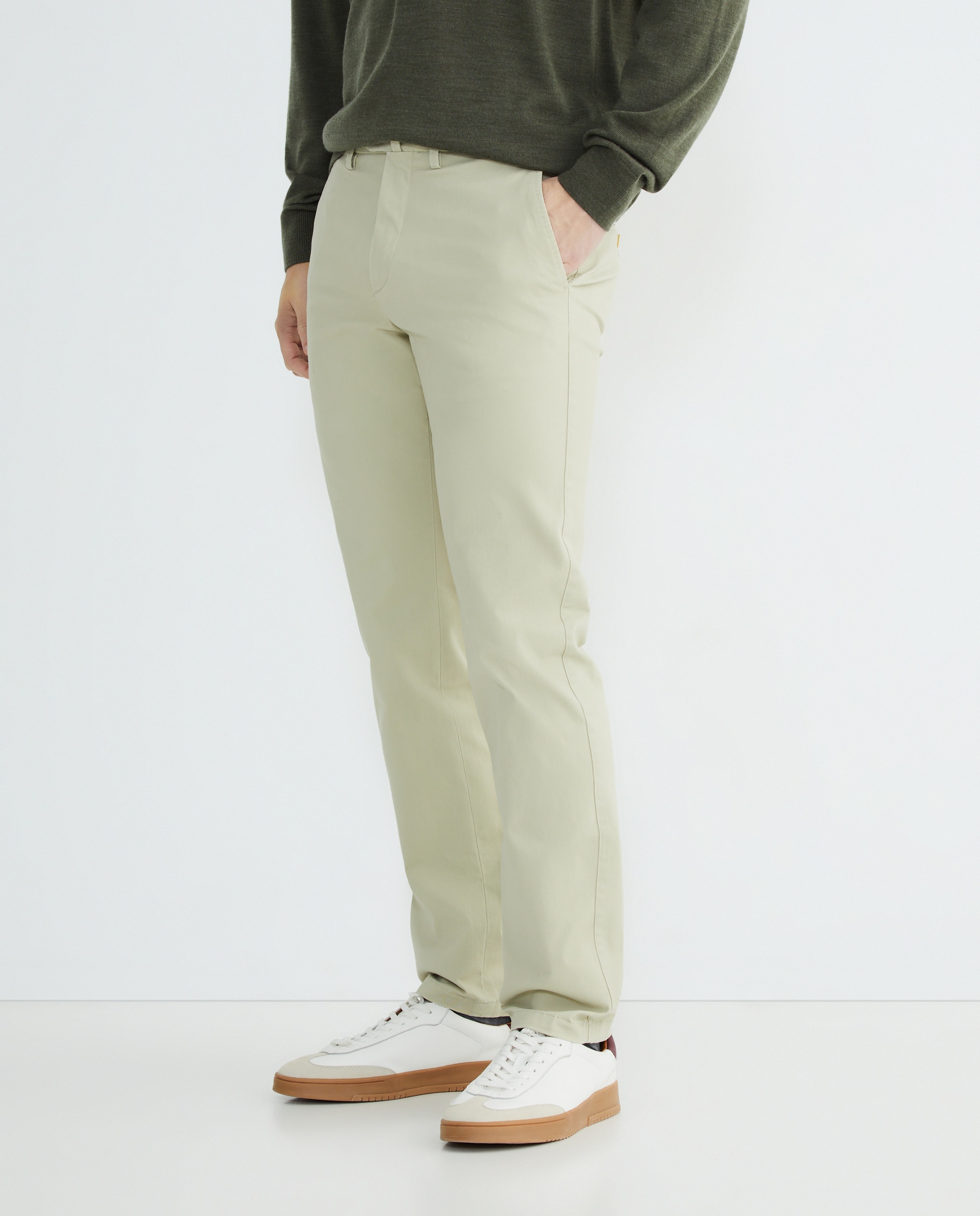 Pantalón hombre chino regular fit algodón strech liso - Exigency - Beige Beige-2
