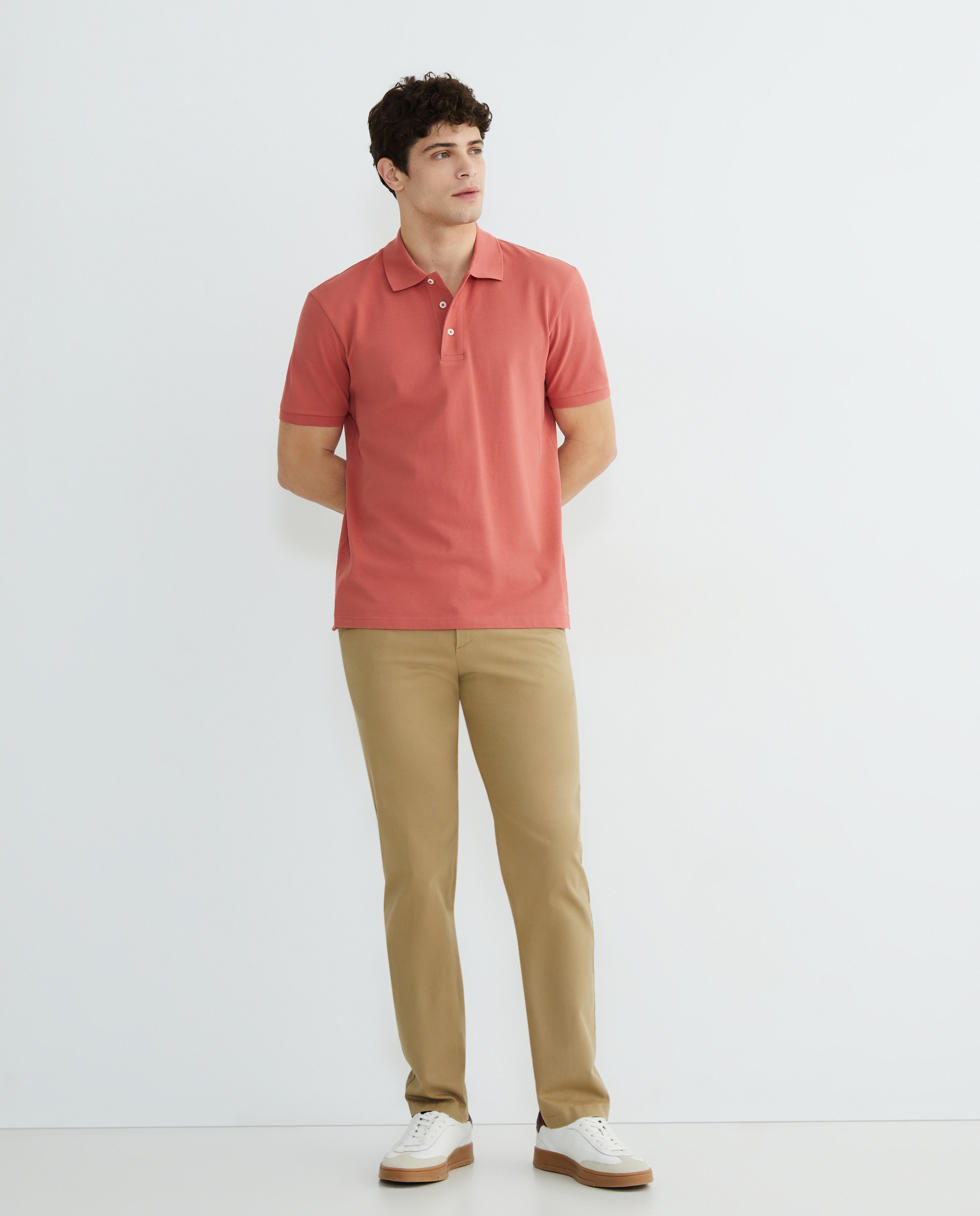 Pantalón hombre chino regular fit algodón strech liso - Exigency - Marrón claro Marrón claro-1